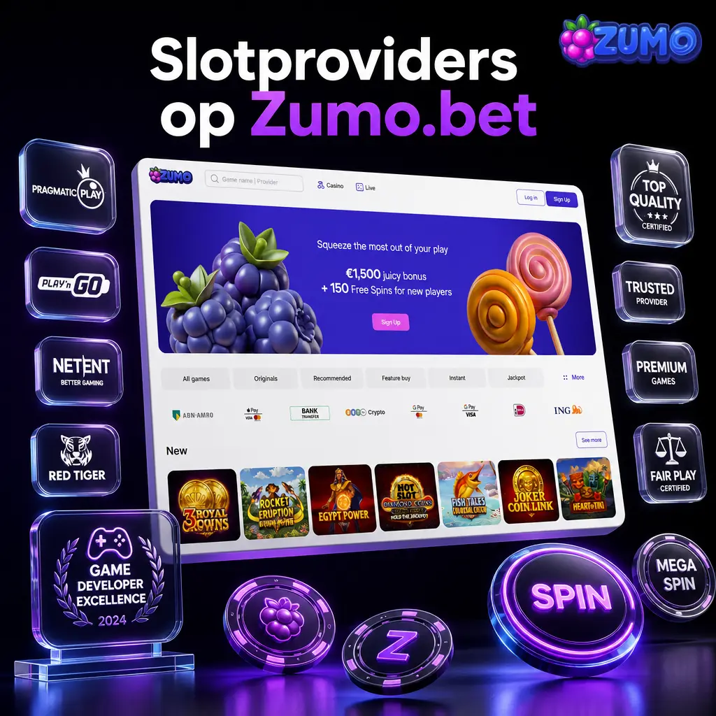 Overzicht van slotproviders op Zumo.bet met Pragmatic Play, Play’n GO, NetEnt, Evolution en meer