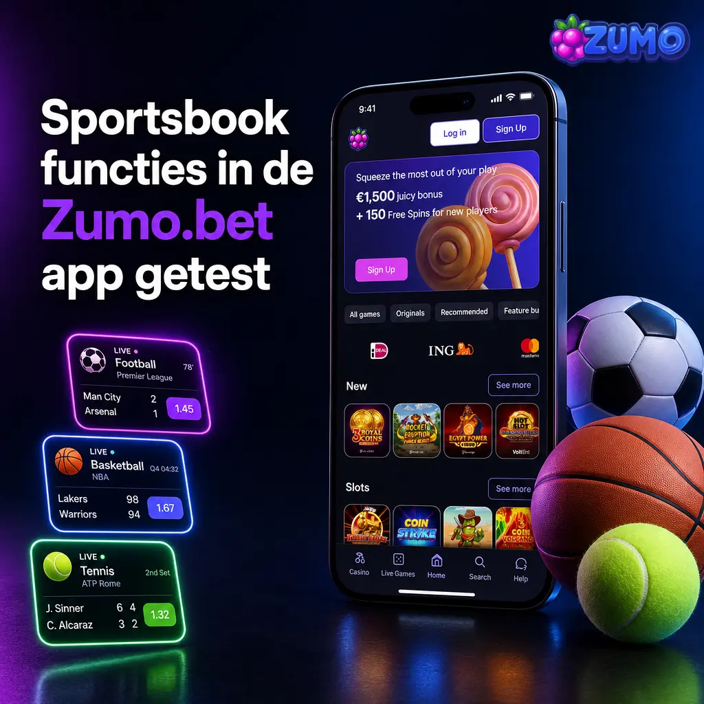 Zumo.bet-app met sportweddenschappen, live wedden, markten vooraf en wedbriefje voor populaire sporten