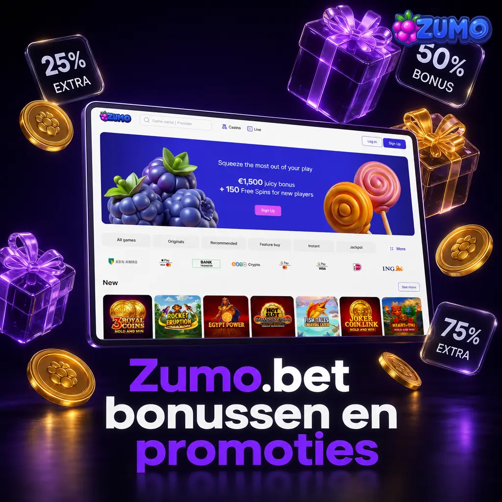 Zumo.bet welkomstbonus van 150% tot €1.500 plus 150 gratis spins en voorwaarden