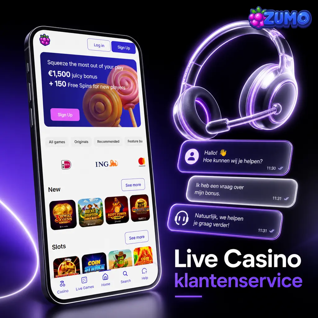 24/7 klantenservice van Zumo.bet voor live casino, stortingen, opnames, verificatie en bonussen