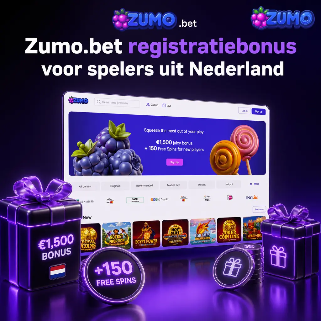 Zumo.bet registratiebonus 2026: 150% tot €1500 en 150 gratis draaibeurten in Nederland